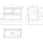 AQUALINE - ALTAIR skříňka s deskou 87,5 cm, bílá/dub emporio AI290-02