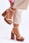 Kožené Sandály Na Robustní Platformě Béžové Marina 39