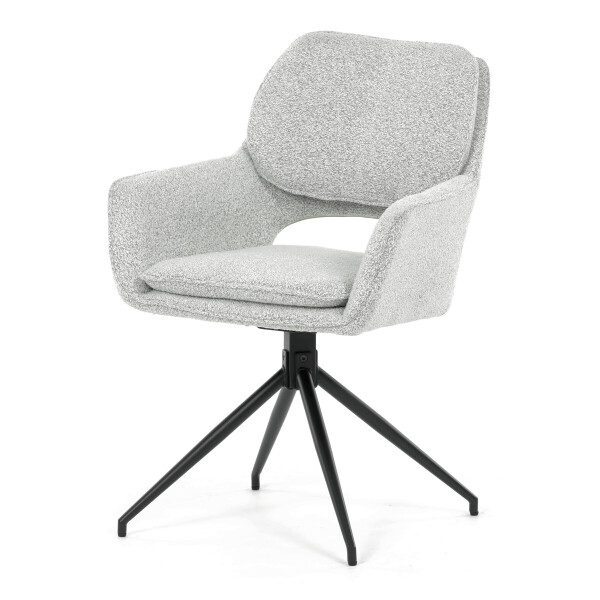 Židle jídelní, krémová látka, noha černý kov, otočný mechanismus 360°