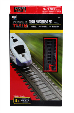 POWER TRAIN WORLD - Koleje C (1x rovná, dlouhá kolej, 4x rovná, krátká kolej, 1x zatáčka, 1x kolej s brzdou) - EPEE