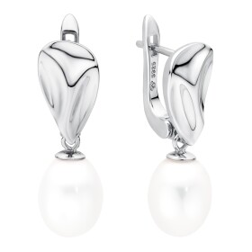 Stříbrné náušnice s bílou 8.5-9 mm perlou Helene, stříbro 925/1000, Bílá