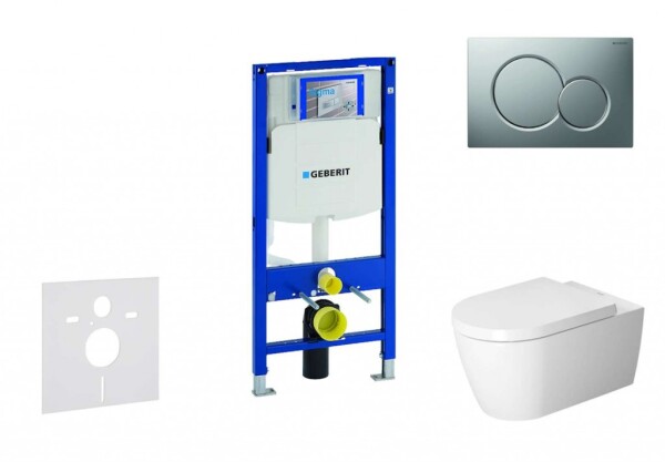 GEBERIT - Duofix Modul pro závěsné WC s tlačítkem Sigma01, matný chrom + Duravit ME by Starck - WC a sedátko, Rimless, SoftClose 111.300.00.5 NM3