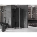 MEXEN/S - Velar L sprchový kout, posuvné dveře 90 x 120, grafit, grafit kartáčovaná 871-090-120-43-66