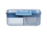 Sistema Ocean Bound Bento Cube tříkomorová krabička s nádobou na jogurt a 2 tácky 1.25 l modrá (8592001420434)