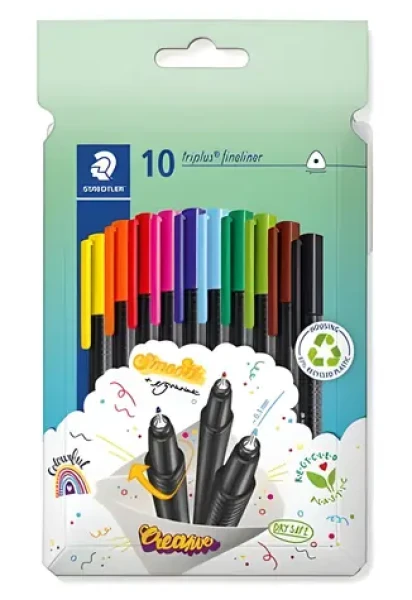 Staedtler Triplus 334 / Sada linerů / 10 ks / hrot 0,3 mm / mix barev / recyklovaný plast (334 C10)