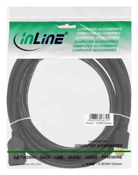 InLine černá / Prodlužovací kabel HDMI / HDMI (M) - HDMI (F) / 3 m (17633G)