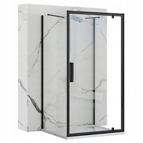 REA/S - Přístěnná sprchová kabina Rapid Swing Black Dveře: 90 x Sprchová zástěna: 90 KPL-009953