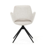 Židle jídelní, krémová látka, 360° vratný mechanismus, černý kov