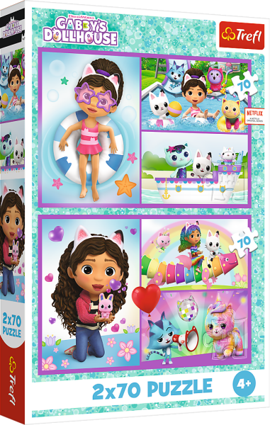 Puzzle Gábinin kouzelný domek: Bav se s Gabby 2x70 dílků