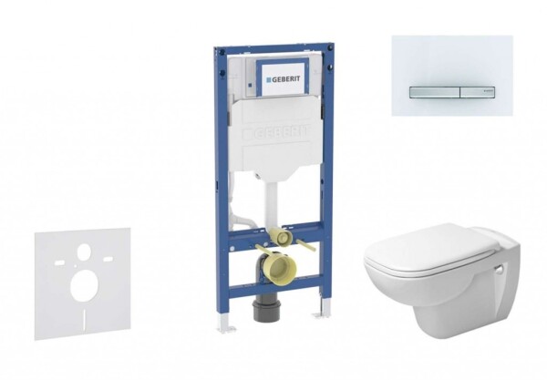GEBERIT - Duofix Set předstěnové instalace, klozetu D-Code a sedátka softclose, tlačítko Sigma50, alpská bílá SANI11CP3107