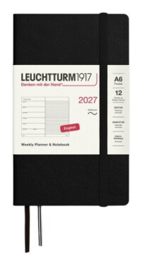 Týdenní plánovač & Zápisník Black, Pocket A6 2027, Softcover, anglicky