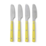 HK living Nerezový nůž na máslo 70's Lemon – set 4 ks, žlutá barva, kov, plast
