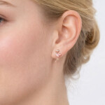 Stříbrné náušnice Plameňák s růžovými zirkony - stříbro 925/1000, Růžová