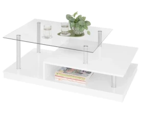 Konferenční stolek Memphis, lesklý bílý