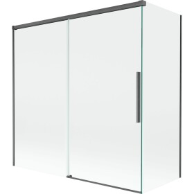 MEXEN/S - Rox vanová zástěna 2-křídlová posuvná 160 + 80 x 150, transparent, grafit kartáčovaná 8C9-160-080-66-00