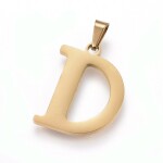 Sada přívěsku a náušnic z nerezové oceli - písmeno - zlatá - 20 ~ 23 mm x 13 ~ 19 mm - 1 ks Písmena: E