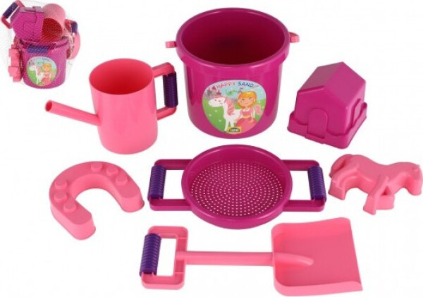 Sada na písek statek s poníkem plast 7ks v síťce