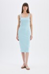 DEFACTO Bodycon Square Neck Ribbed Camisole Strap Midi Dress