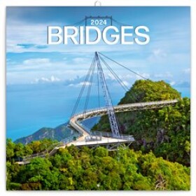 Nástěnný poznámkový kalendář Presco Group 2024 - Mosty, 30 × 30 cm