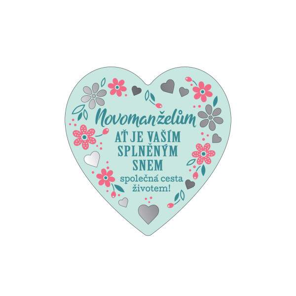 Plaketka srdce - Novomanželům - Albi
