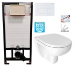 DEANTE Podomítkový rám, pro závěsné WC mísy + SLIM tlačítko bílé + WC JIKA LYRA PLUS RIMLESS + SEDÁTKO DURAPLAST SLOWCLOSE CST_WC01 A51P LY2