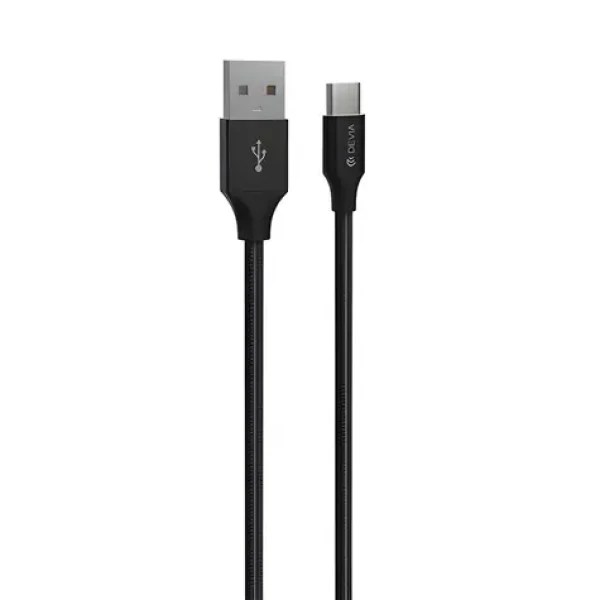 Devia Gracious Woven Cable černá / Kabel USB-A - USB-C / 2 m (6938595351150)