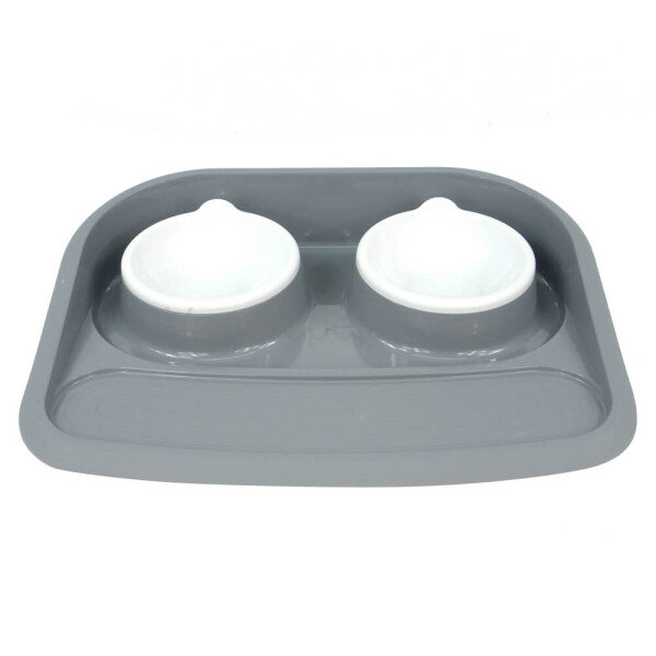 Tray misky pro psy s šedým podtáckem