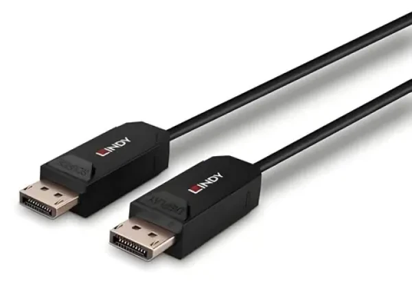 Lindy Fibre Optic Hybrid DisplayPort 2.0 UHBR10 černá / DisplayPort kabel / 50 m / 8K 60Hz / 24 Gbit/s (38525)