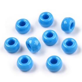 Akrylové korálky - pony beads - tmavě modré - 6 x 9 mm - 10 ks