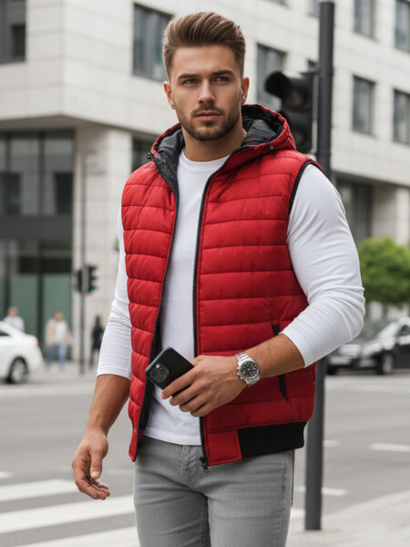 Pánská červená vesta FashionStreet TX4265 XL