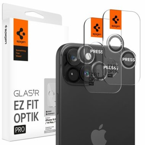 Spigen Glass tR EZ Fit Optik Pro 2 Pack ochranné sklo na fotoaparát pro Apple iPhone 15/15 Plus (AGL06918)