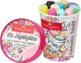 Faber-Castell Faber-Castell, 254696, Textliner, sada zvýrazňovačů v kelímku, pastelová, 10 ks