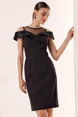 By Saygı Top Sheer Tulle Neck Sequined Sequin Dress