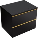 CERANO Koupelnová skříňka Velora - černá matná, úchytka zlatá + deska pod umyvadlo Navira Pro - 36 mm - 60x56,6x46,5 cm