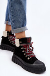 Zateplené boty trapery na tlusté podrážce černé Ralotta 37