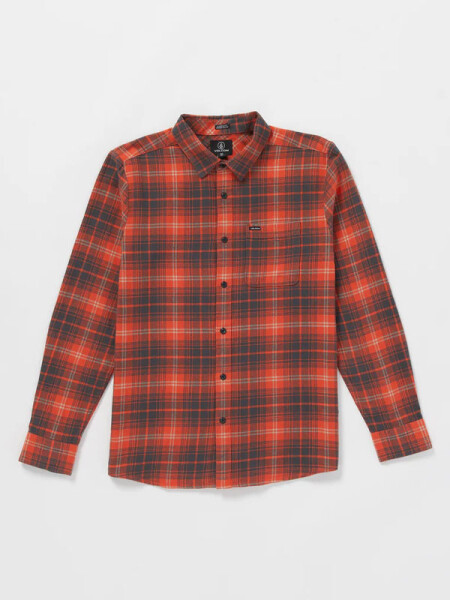 Volcom Caden Plaid BRIGHT RED pánská košile dlouhým rukávem