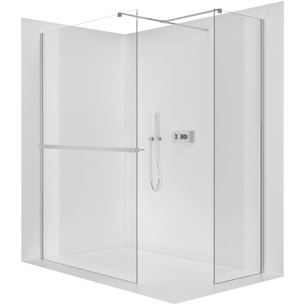 CERANO Sprchová zástěna Walk-in Onyx T L/P - 8 mm - hranatá vzpěra + polička/držák na ručníky - chrom, transparentní sklo - 80x70x200 cm
