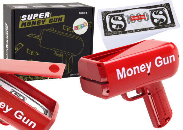 Mamido Střílecí pistole na peníze červená Money Gun bankovky