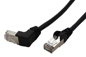 Goobay FTP patchkabel kat. 5e lomený 90° černý / Patchkabel / FTP / 1 m (94187)