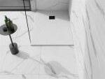 MEXEN/S - Stone+ obdélníková sprchová vanička 130 x 80, bílá, mřížka černá 44108013-B