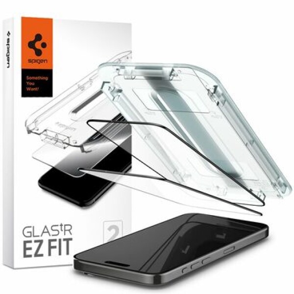 Spigen Glass tR EZ Fit 2 Pack ochranné sklo pro Apple iPhone 15 Pro Max FC černá (AGL06873)