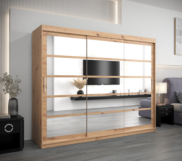 Šatní skříň Abi Ro2 Barva korpusu: Dub artisan, Rozměry: 250 cm, Dveře: Dub artisan