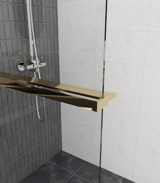 Erga Paris, polička/držák na ručníky pro sprchovou zástěnu (max. 140cm), zlatá lesklá, ERG-V02-PARIS-SHELF-GD