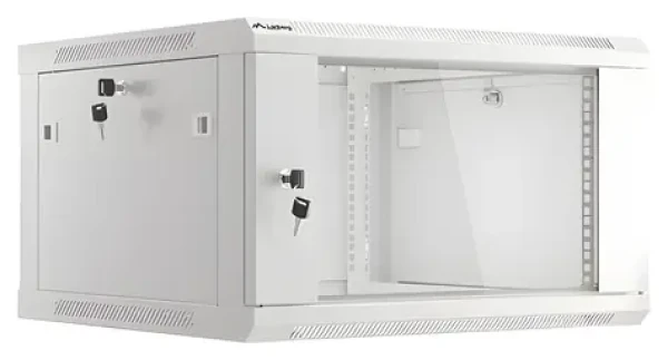 Lanberg WF01-6606-10S šedá / Nástěnný rozvaděč / 19" / 6U / 600×600 mm / prosklené dveře / flat pack (WF01-6606-10S)