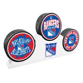 Mustang Puk New York Rangers NHL 3 Puck Podium Set