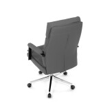 Židle kancelářská, šedá ekokůže, kříž kov chromový, houpací mechanismus, čalouněné područky