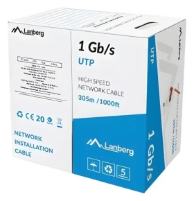 Lanberg UTP kabel drát červený / Síťový kabel / CCA / 305 m / 250 MHz / 1 Gb/s (LCU6-10CC-0305-R)