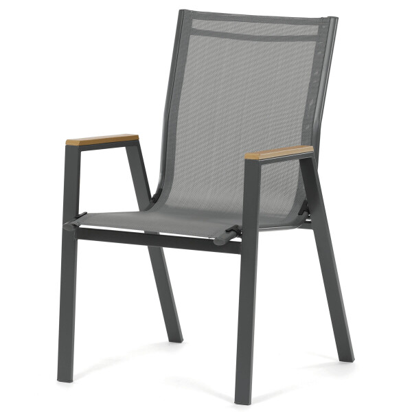 Zahradní židle, kov, síťovina, šedá, AZC-S1050 GREY