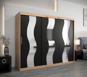 Šatní skříň Abi Se Barva korpusu: Dub artisan, Rozměry: 250 cm, Dveře: Černá