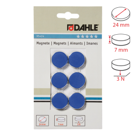 Dahle magnet plánovací, Ø 24 mm, 3 N, 6 ks, modré